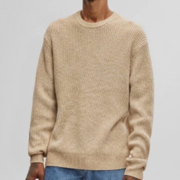 Mode of One Men's Long Sleeve Relaxed Crewneck Sweater Table Tannin Size XL - Picture 2 of 7